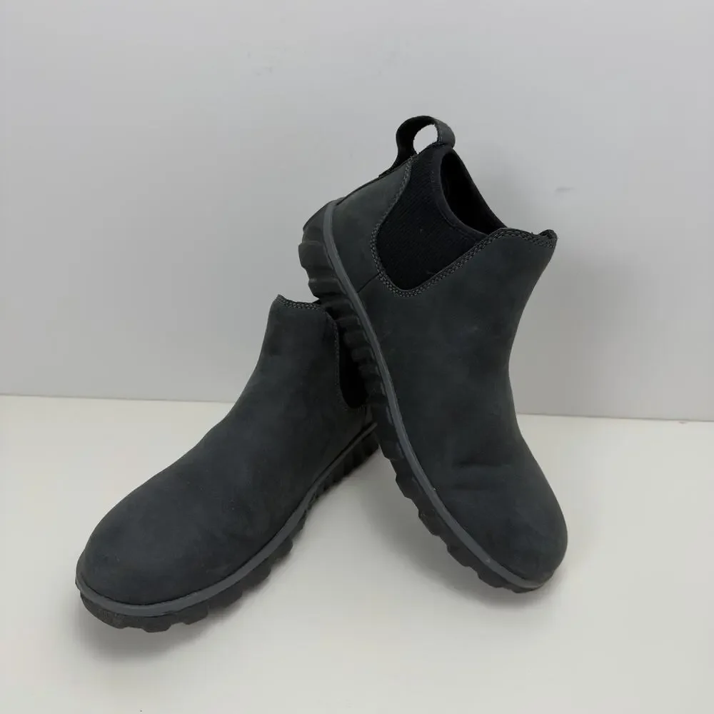 Bogs Boots Men's 8 Black Casual Chelsea Leather Waterproof Snow Rugged